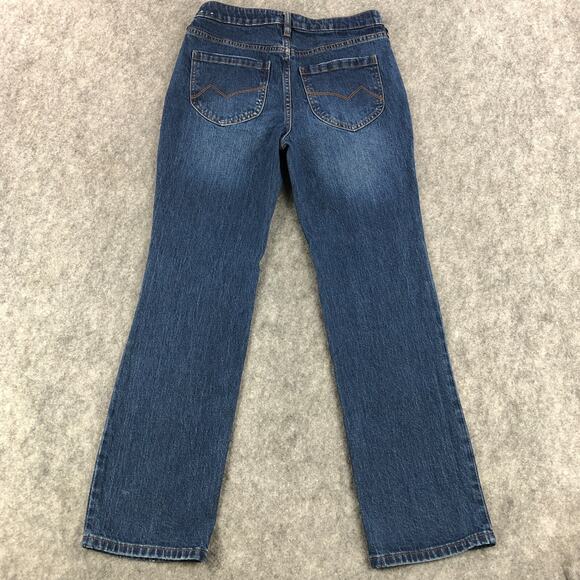 Cleo+Wolf Jeans Womens 29 Blue Straight Leg High Rise Distressed Medium Wash - Picture 2 of 12